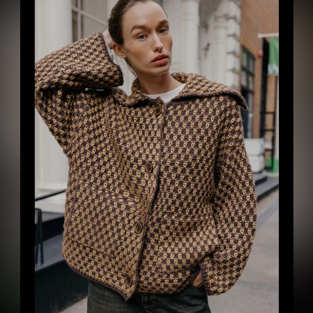 Zara oversized knit coat, mink brown - Picture 13 of 16